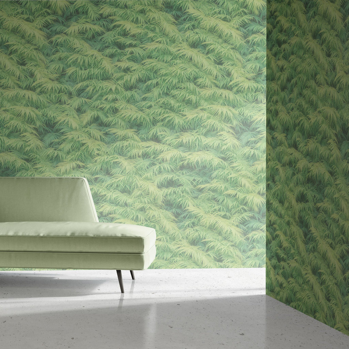 Zesty Oasis | Bright Green Tropical Palm Leaves Wallpaper Wallpaper Sckribbles