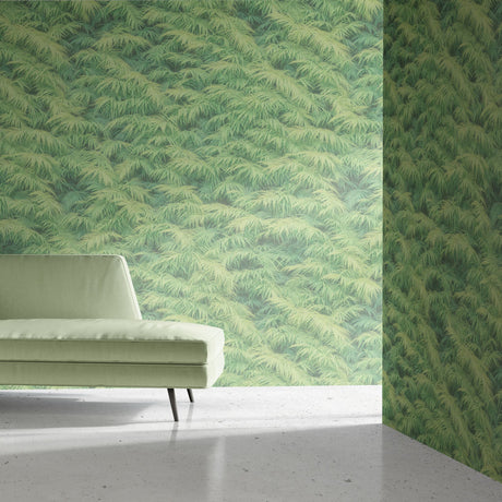 Zesty Oasis | Bright Green Tropical Palm Leaves Wallpaper Wallpaper Sckribbles