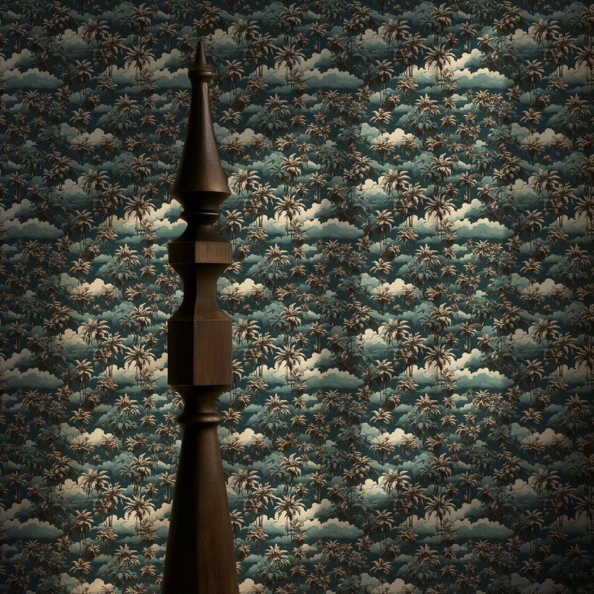 California Heaven | Jade Green Tropical Palm Tree Wallpaper Wallpaper Sckribbles