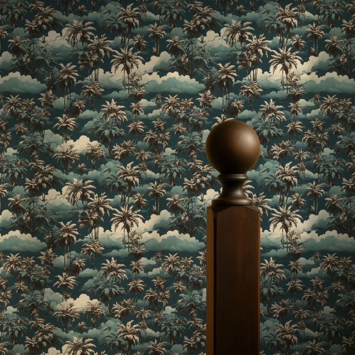 California Heaven | Jade Green Tropical Palm Tree Wallpaper Wallpaper Sckribbles