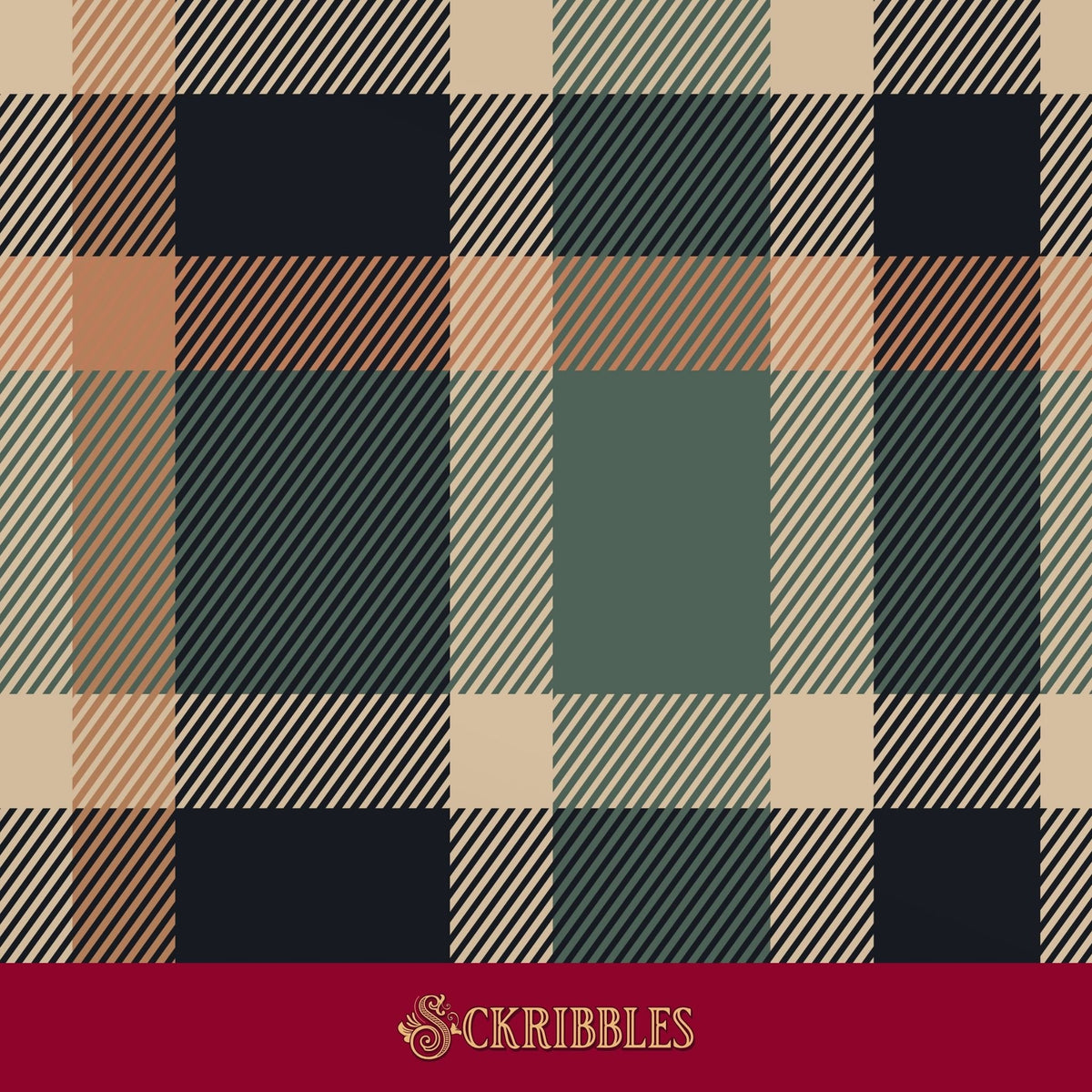 Green plaid wallpaper.