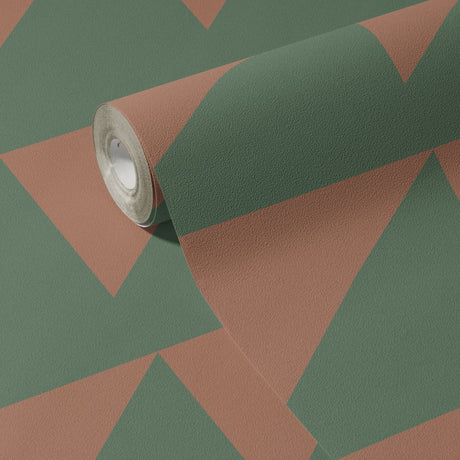Modern Maze | Bold Green & Mocha Brown Geometrical Wallpaper Wallpaper Sckribbles