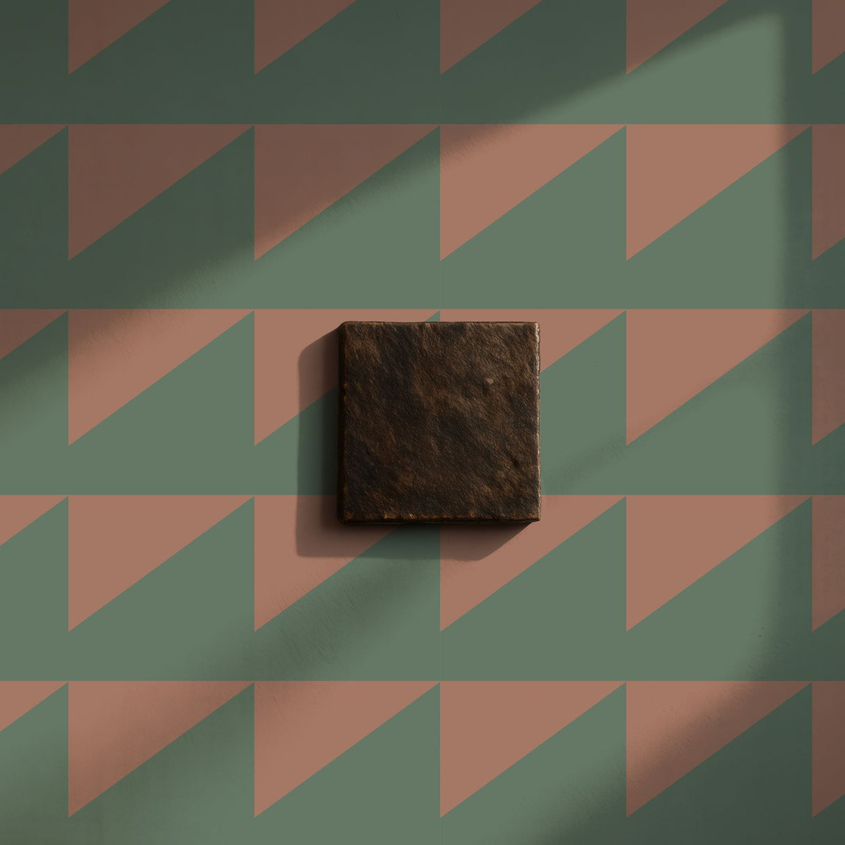 Modern Maze | Bold Green & Mocha Brown Geometrical Wallpaper Wallpaper Sckribbles