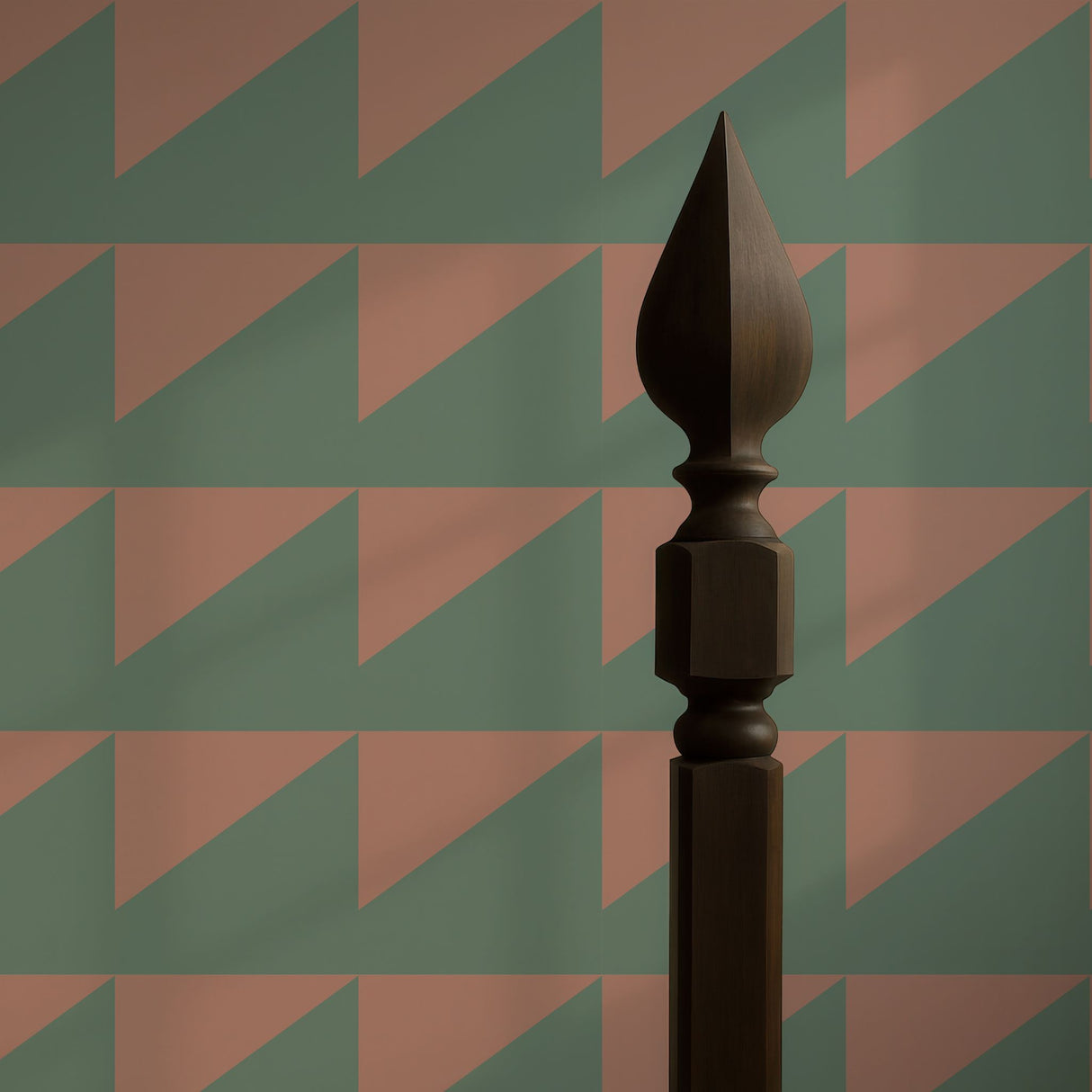 Modern Maze | Bold Green & Mocha Brown Geometrical Wallpaper Wallpaper Sckribbles
