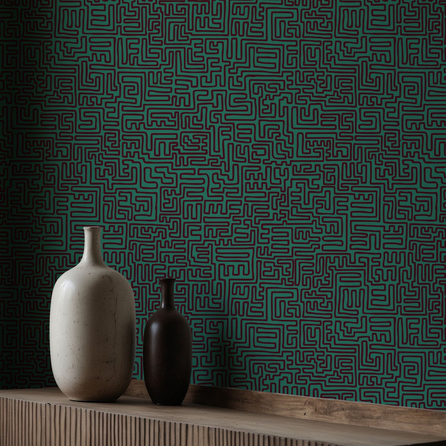 Maximalist Swirls | Cool Trendy Squiggly Bold Maze Wallpaper Wallpaper Sckribbles