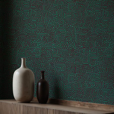 Maximalist Swirls | Cool Trendy Squiggly Bold Maze Wallpaper Wallpaper Sckribbles