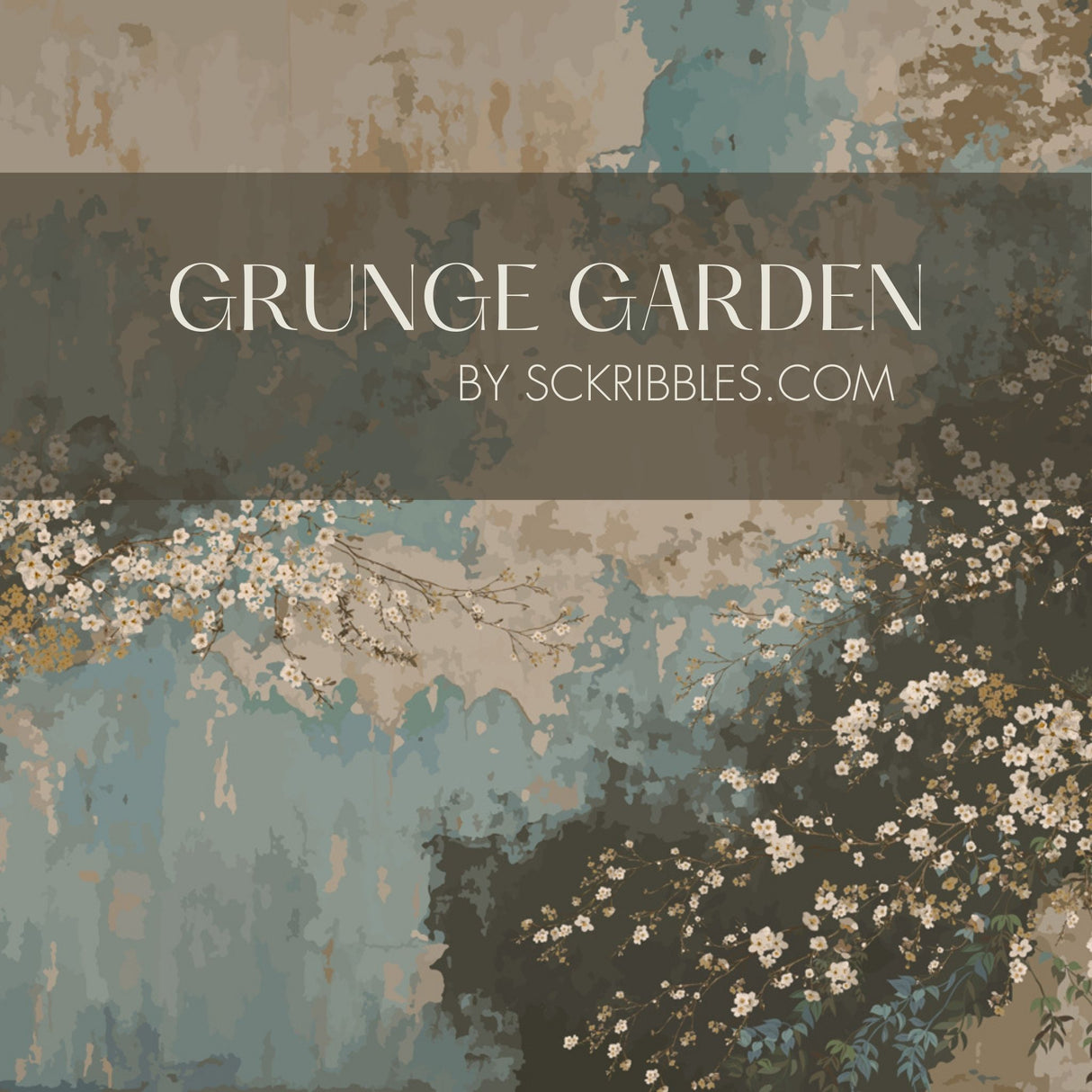 Grunge Garden | Weathered Rustic Floral Wallpaper Mural Wallpaper Mural Sckribbles
