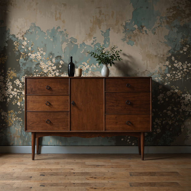 Grunge Garden | Weathered Rustic Floral Wallpaper Mural Wallpaper Mural Sckribbles