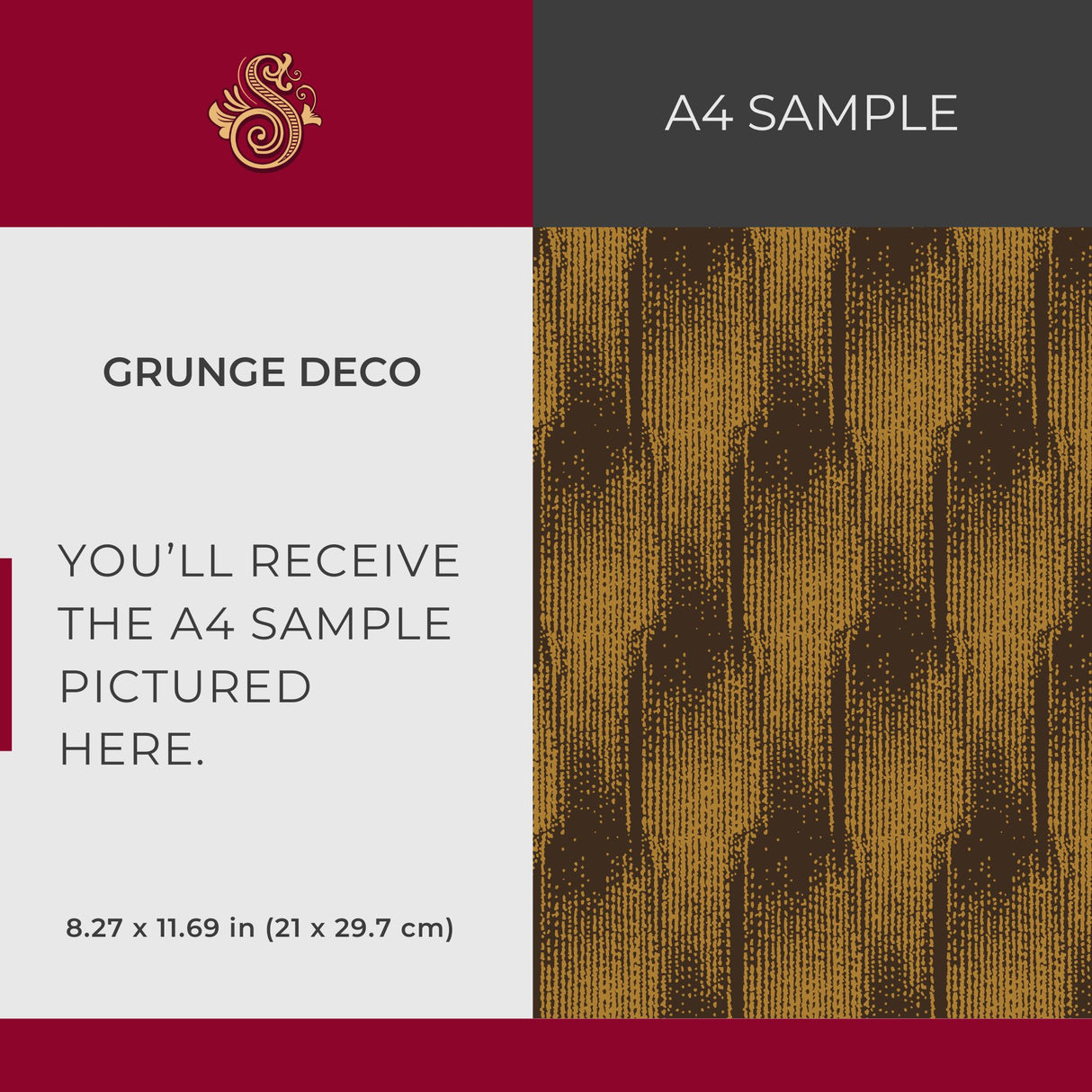 Rebel Deco | Moody Organic Grunge Art Deco Wallpaper Wallpaper Sckribbles Signature - Premium Non-Woven A4 Sample - 8.3 × 11.7 in (21 × 29.7 cm) Grunge Deco