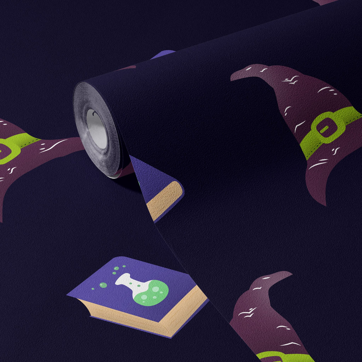 Potion & Hex | Dark Purple Witch's Hat Halloween Wallpaper Wallpaper Sckribbles