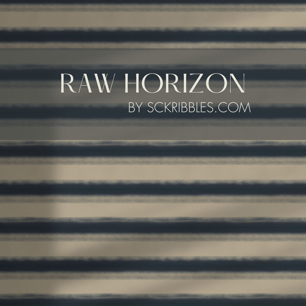 Raw Horizon | Stylish Blue & Beige Horizontal Striped Wallpaper Wallpaper Sckribbles