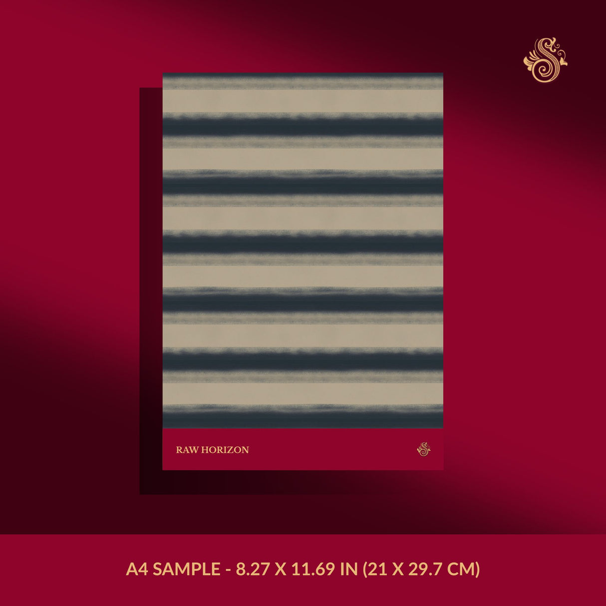 Raw Horizon | Stylish Blue & Beige Horizontal Striped Wallpaper Wallpaper Sckribbles Signature - Premium Non-Woven A4 Sample - 8.27 × 11.69 in (21 × 29.7 cm)
