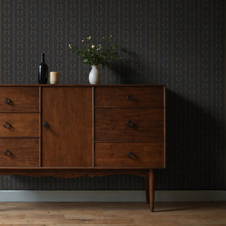 Gallop & Grace | Dark Gray & Brown Striped Horse Wallpaper Wallpaper Sckribbles