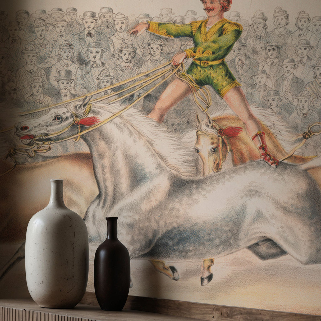 Acrobats & Stallions | Fun Vintage Circus Horses Wallpaper Mural Wallpaper Mural Sckribbles