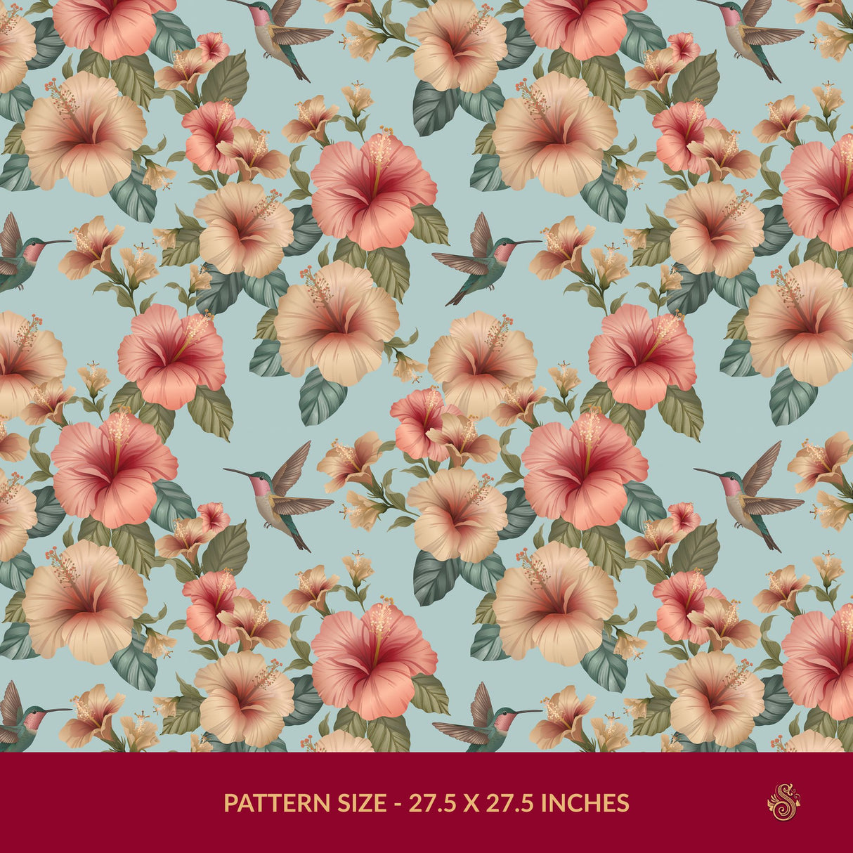 Whimsy & Bloom | Tropical Pastel Hibiscus & Hummingbird Wallpaper Wallpaper Sckribbles