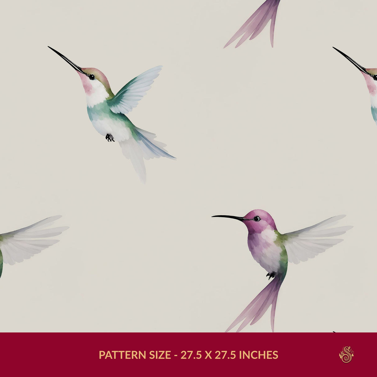 Dreamy Flight | Sweet Feminine Watercolor Hummingbird Wallpaper Wallpaper Sckribbles Signature - Premium Non-Woven Roll - 27.5 in x 32.8 ft (70 cm × 10 m)