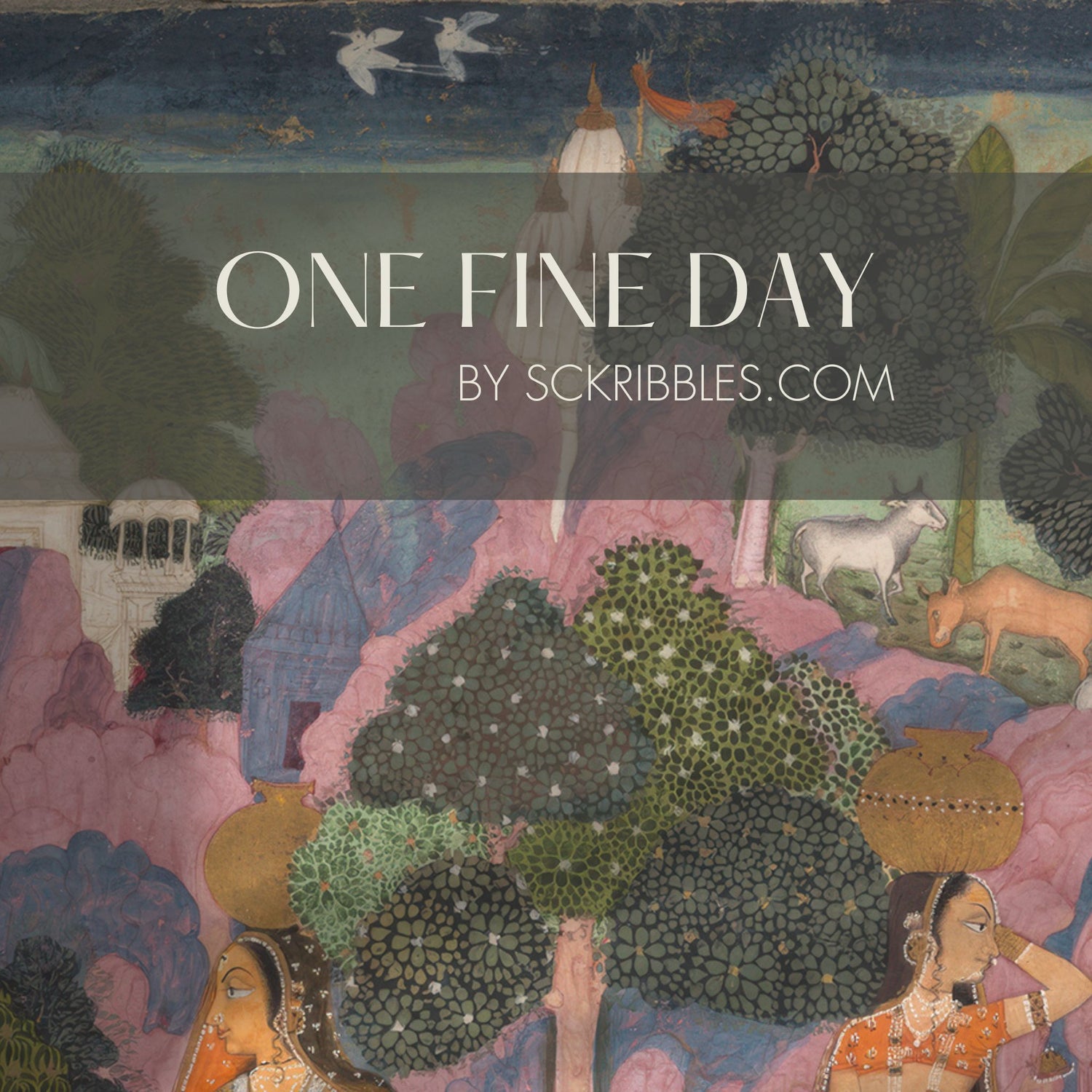 One Fine Day | Colorful Traditional Indian Landscape Wallpaper Mural Wallpaper Mural Sckribbles