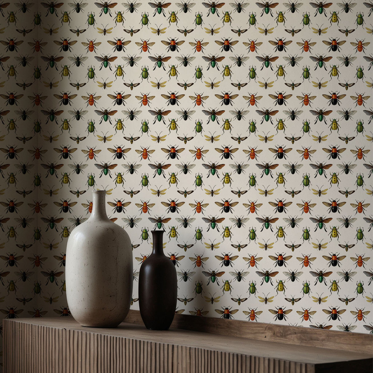 Bug Motif | Fun Light Vintage Insect Wallpaper Wallpaper Sckribbles