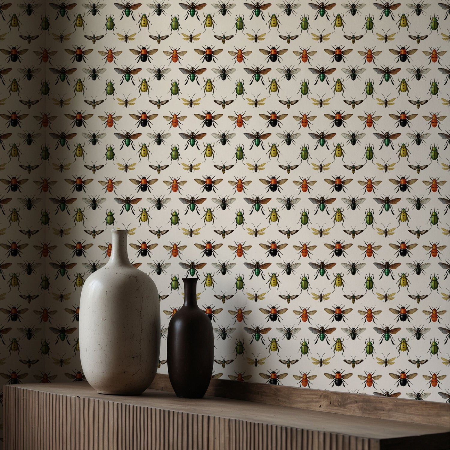 Bug Motif | Fun Light Vintage Insect Wallpaper Wallpaper Sckribbles