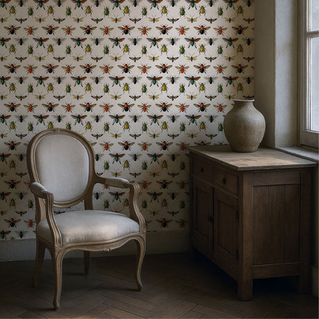 Bug Motif | Fun Light Vintage Insect Wallpaper Wallpaper Sckribbles