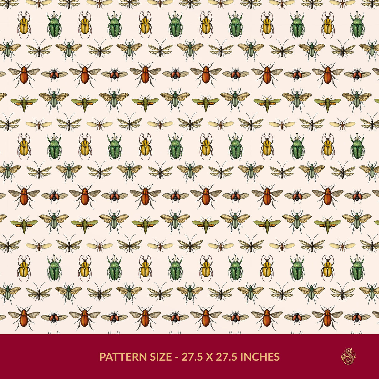 Bug Motif | Fun Eccentric Vintage Insect Wallpaper Wallpaper Sckribbles