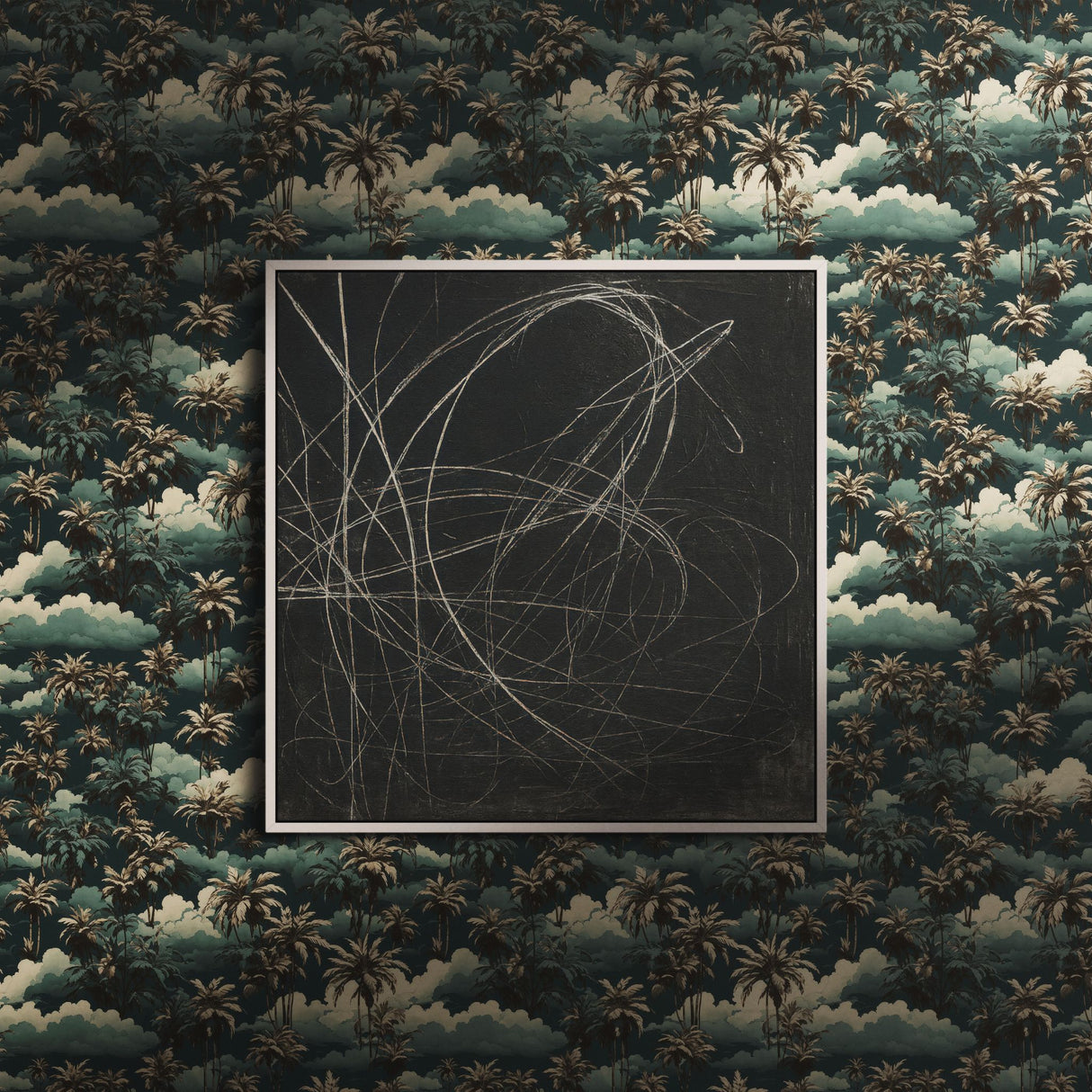 California Heaven | Jade Green Tropical Palm Tree Wallpaper Wallpaper Sckribbles