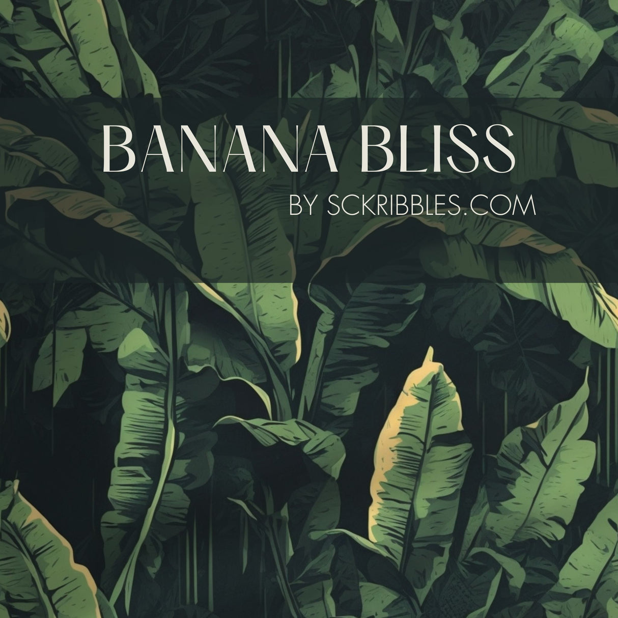 Banana Bliss | Green Tropical Jungle Banana Leaves Wallpaper Wallpaper Sckribbles