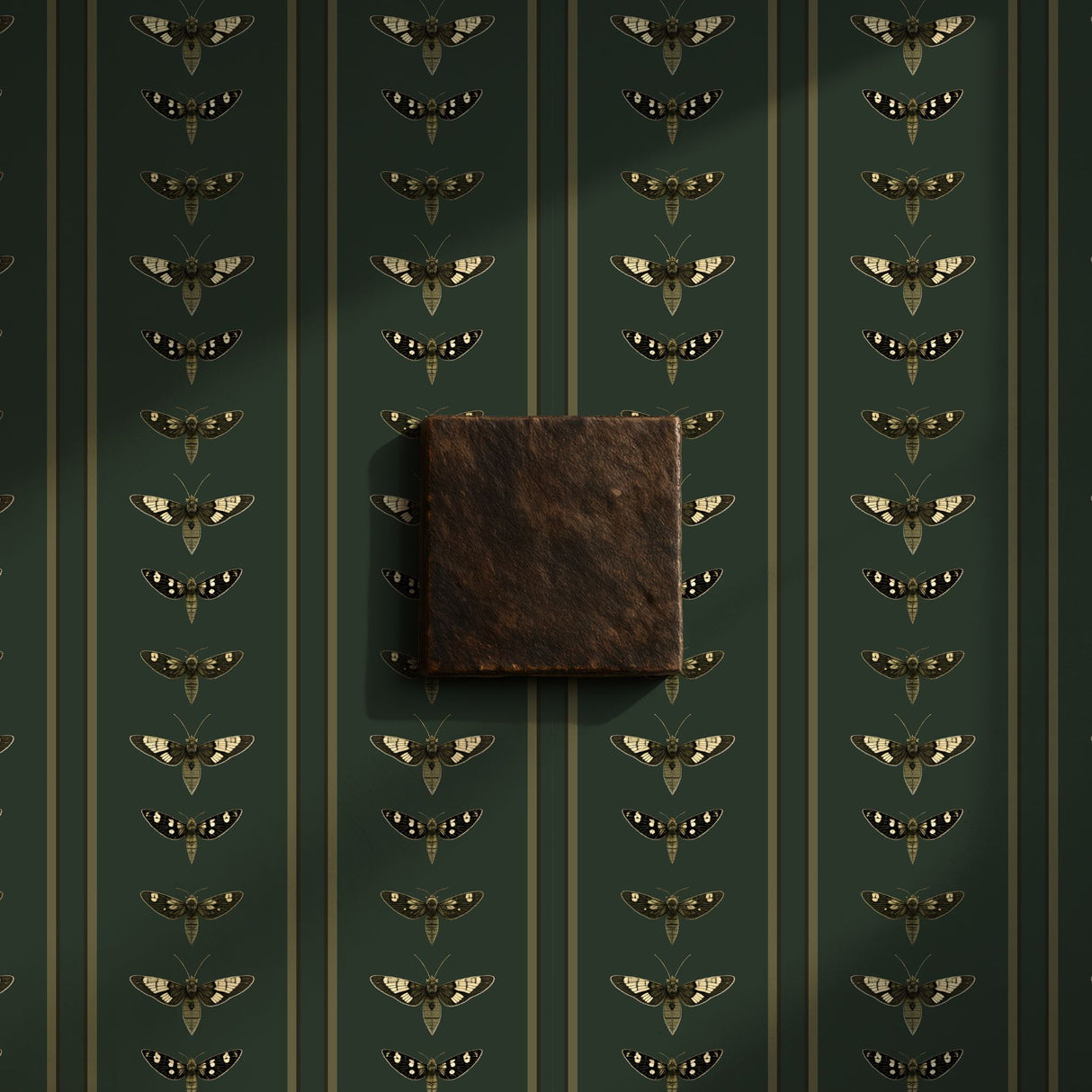 Moss Moths | Dark Khaki Green Striped Insect Wallpaper Wallpaper Sckribbles