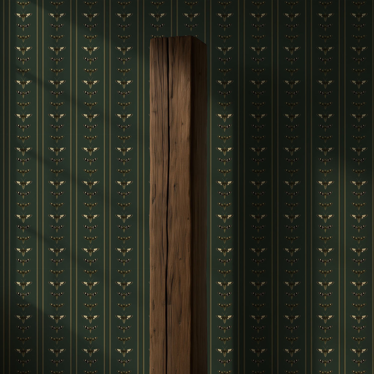 Moss Moths | Dark Khaki Green Striped Insect Wallpaper Wallpaper Sckribbles