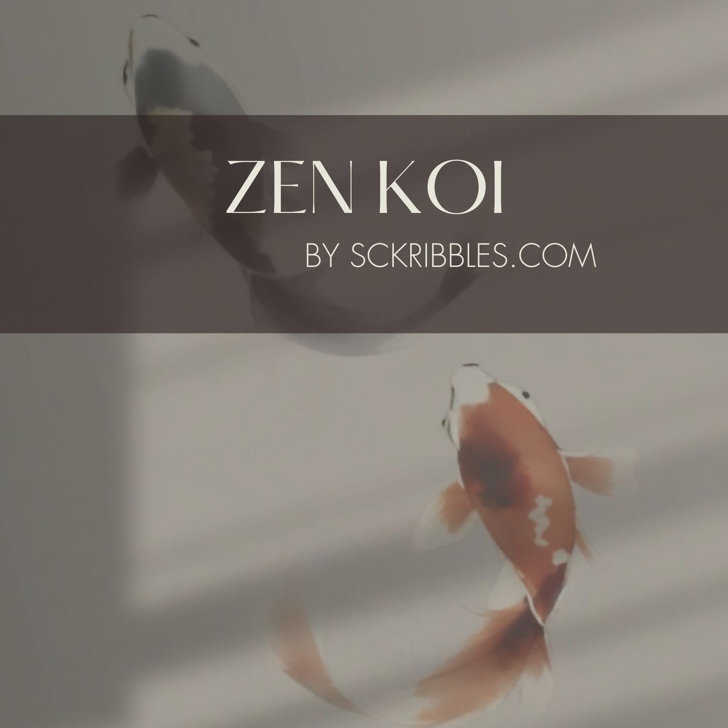 Zen Koi | Gray Japanese Fish Watercolor Wallpaper Wallpaper Sckribbles