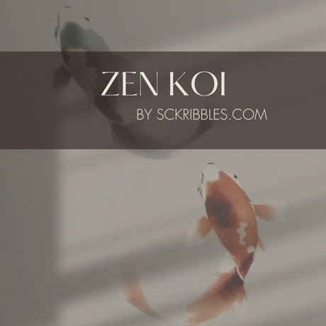 Zen Koi | Gray Japanese Fish Watercolor Wallpaper Wallpaper Sckribbles
