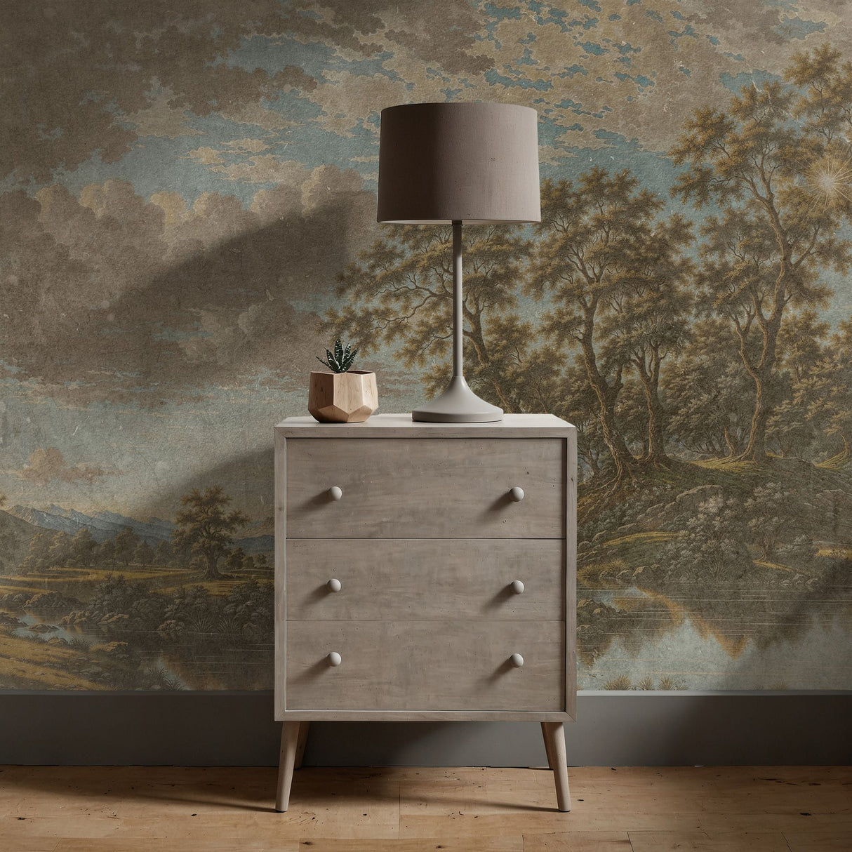 Vintage Vista | English Scenic Landscape Wallpaper Mural Wallpaper Mural Sckribbles
