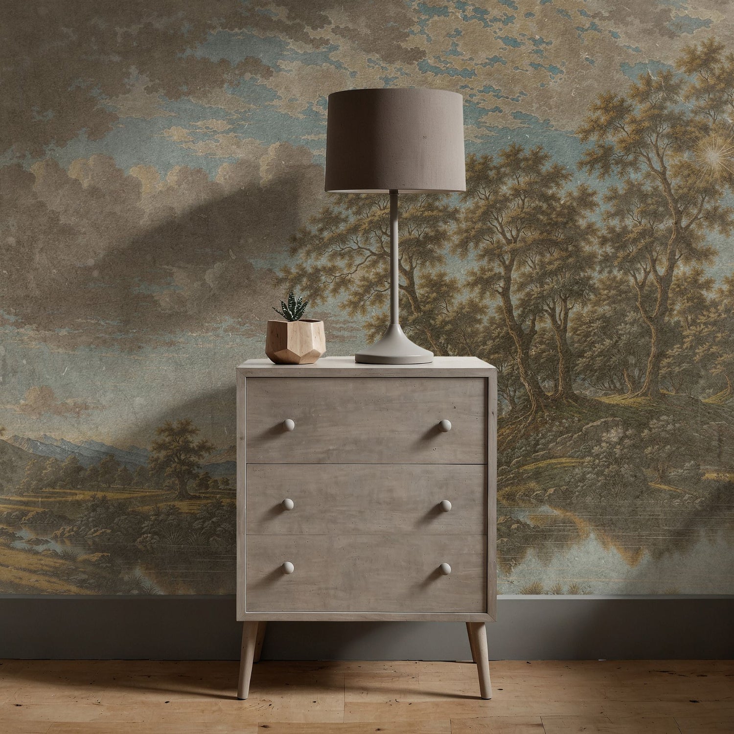 Vintage Vista | English Scenic Landscape Wallpaper Mural Wallpaper Mural Sckribbles