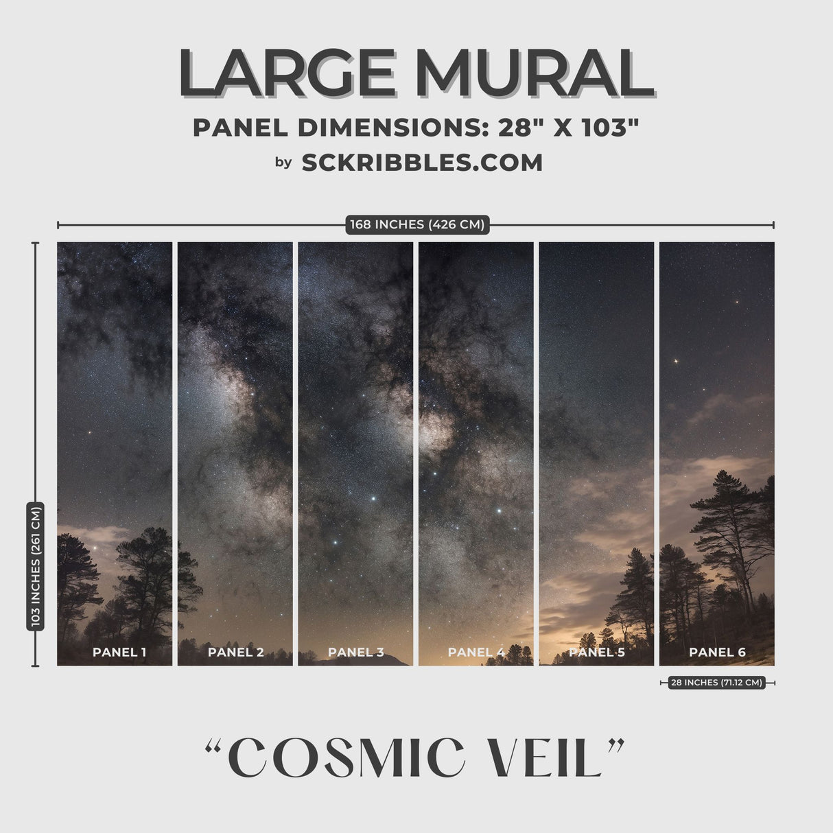 Cosmic Veil | Dark Galaxy Stars Boy's Room Wallpaper Mural Wallpaper Mural Sckribbles