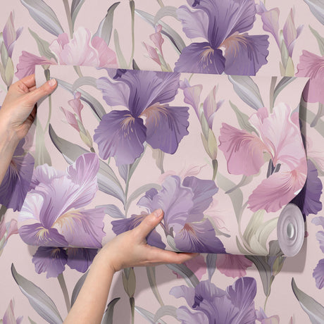 Germanica Mist | Feminine Pink & Purple Iris Floral Wallpaper Wallpaper Sckribbles