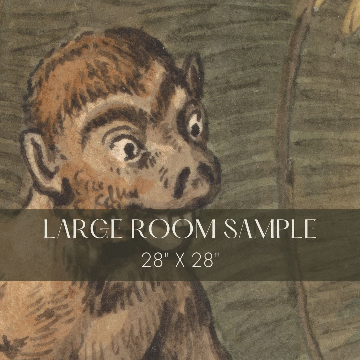 Monkey & Fox | Vintage Muted Rustic Tropical Animal Wallpaper Mural Wallpaper Mural Sckribbles