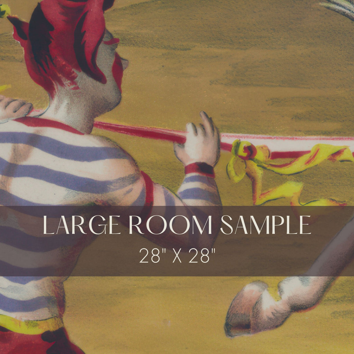 Jesters & Steeds | Playful Vintage Circus Horses Wallpaper Mural Wallpaper Mural Sckribbles Traditional - (Non-Woven) Large Mural Sample - 28 x 28 inches (71 x 71 cm)