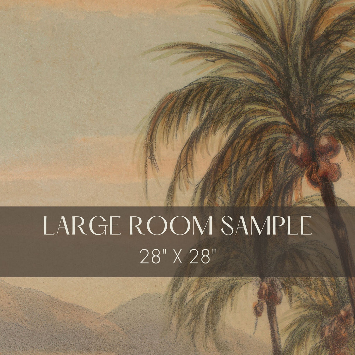 Two Figures | Vintage Scenic Coconut Trees Landscape Wallpaper Mural Wallpaper Mural Sckribbles