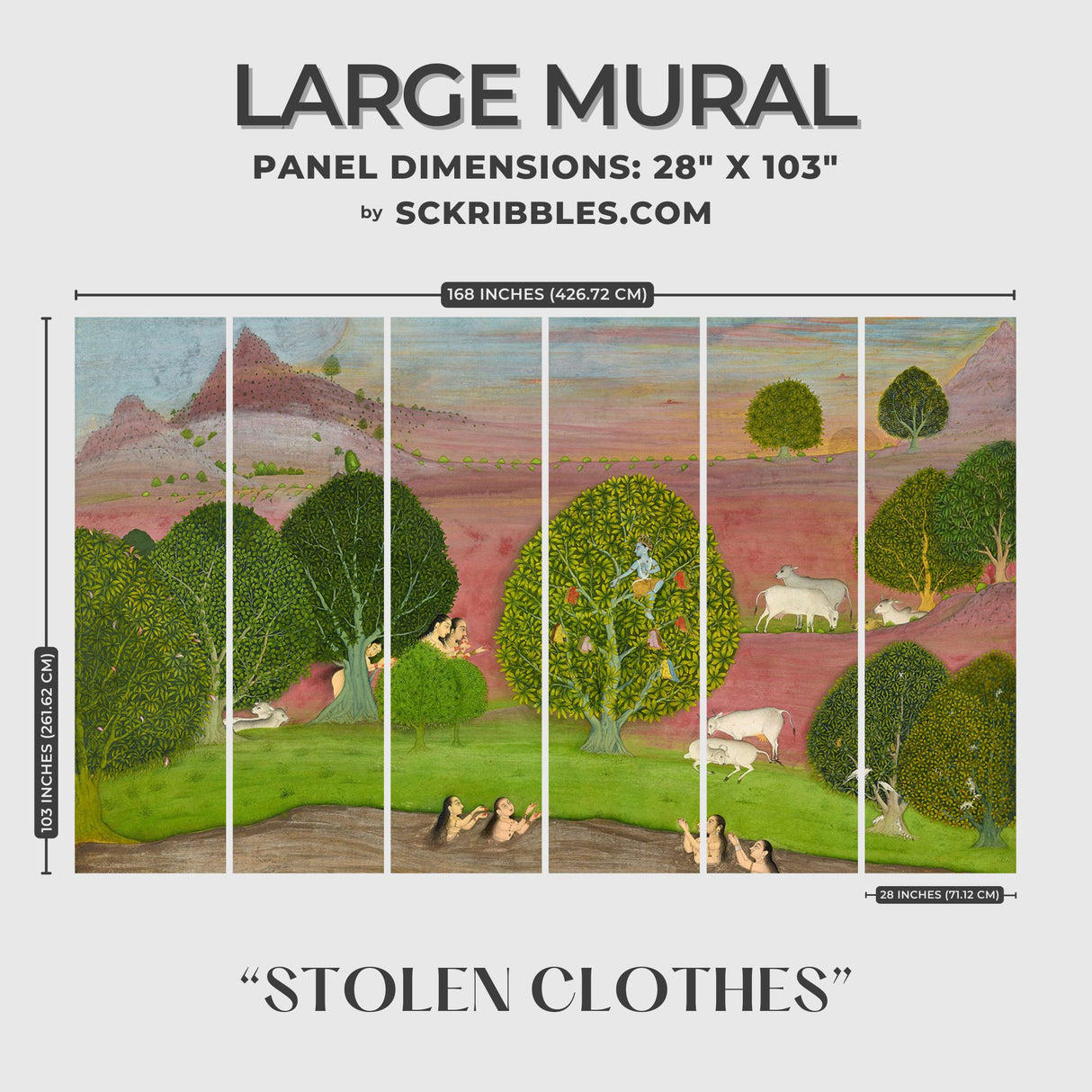 Stolen Clothes | Vintage Traditional Indian Scenic Wallpaper Mural Wallpaper Mural Sckribbles
