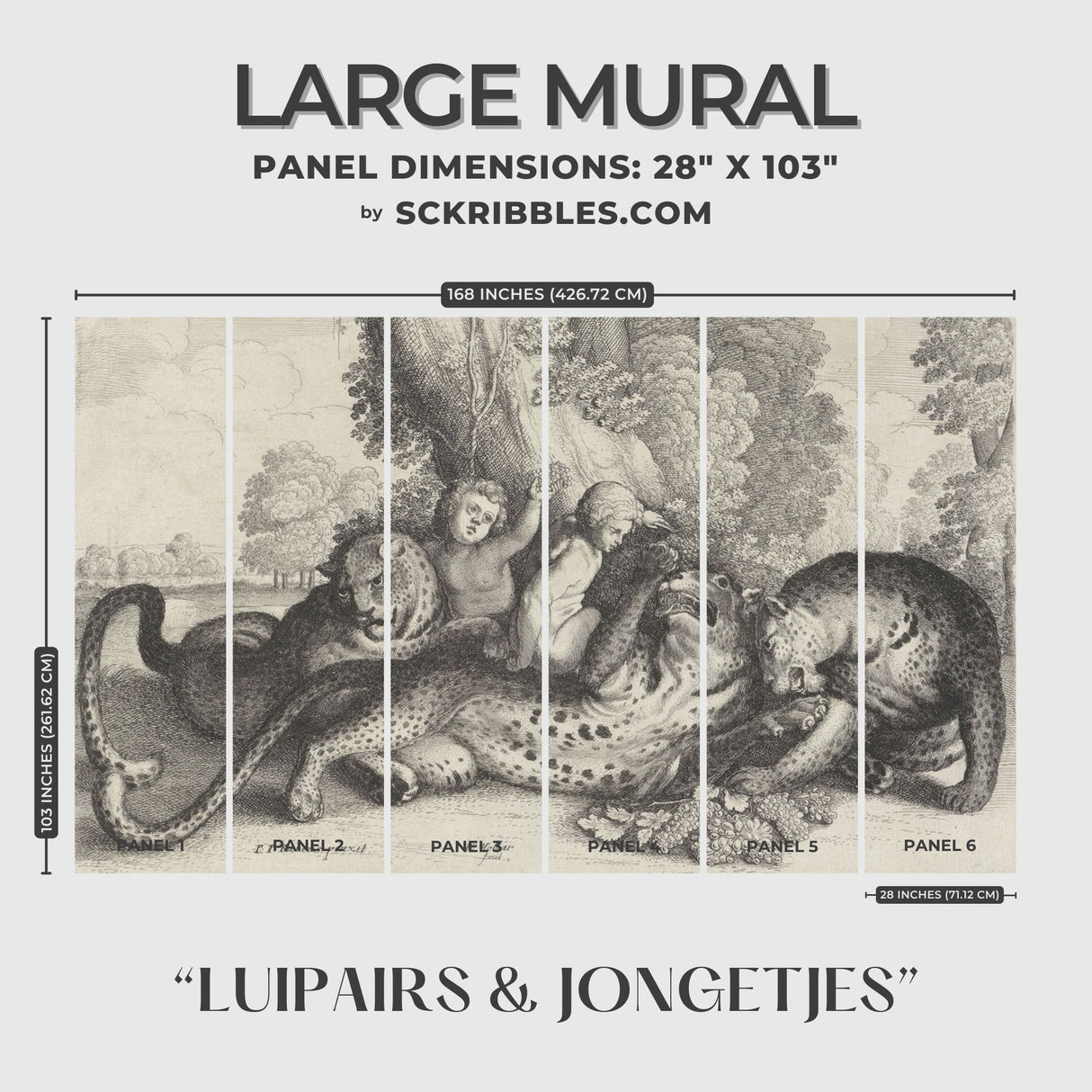 Luipairs & Jongetjes | Vintage Mythical Animals Wallpaper Mural Wallpaper Mural Sckribbles