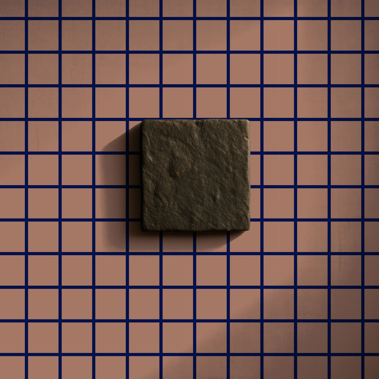 Gridlock | Brown & Blue Mesh Grid Geometrical Wallpaper Wallpaper Sckribbles