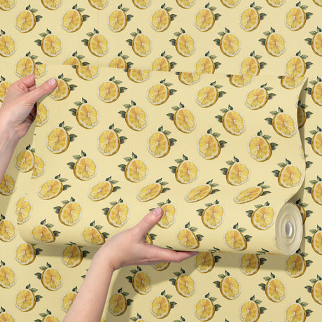 Zest Fest | Light Yellow Lemon Fruit Kitchen Wallpaper Wallpaper Sckribbles