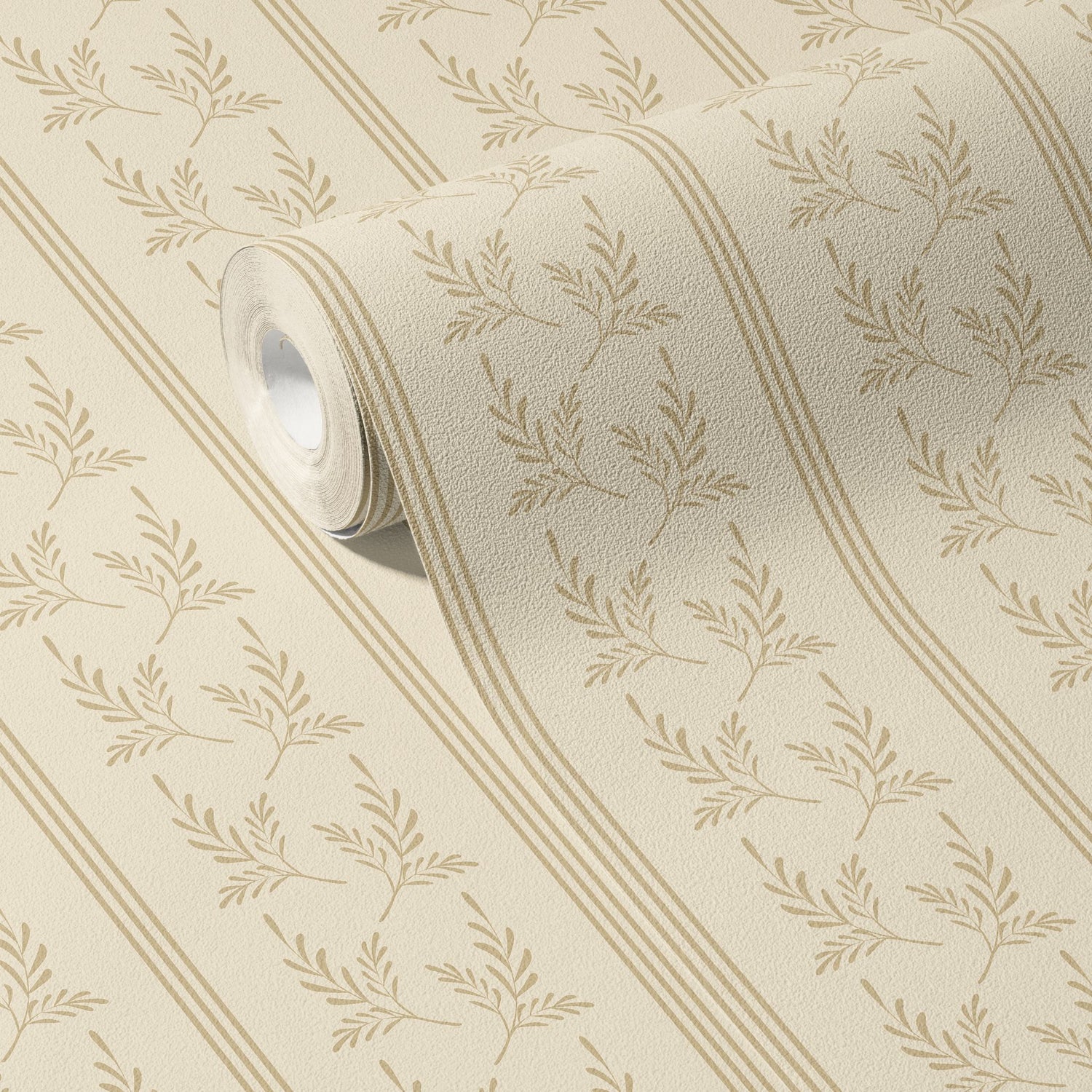 Foliage Falls | Minimalist Light Striped Leaves Botanical Wallpaper Wallpaper Sckribbles