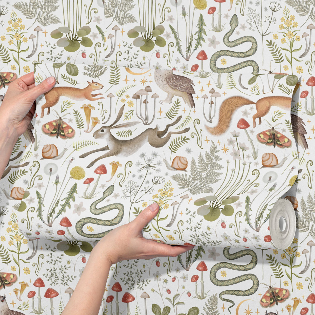 Fable Forest | Light Mythical Woodland Animal Wallpaper Wallpaper Sckribbles