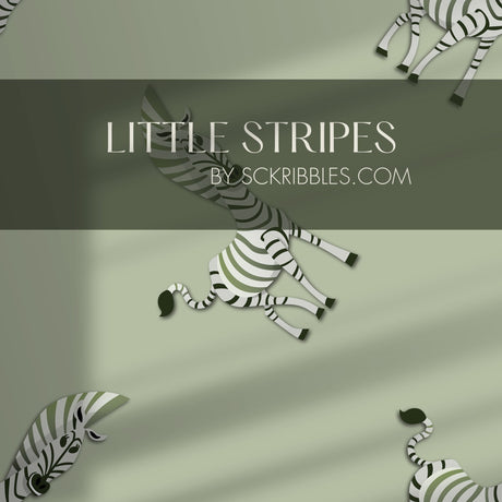 Little Stripes | Cute Light Green Zebra Children's Room Wallpaper Wallpaper Sckribbles