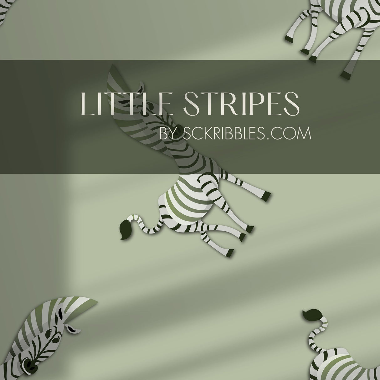 Little Stripes | Cute Light Green Zebra Children's Room Wallpaper Wallpaper Sckribbles