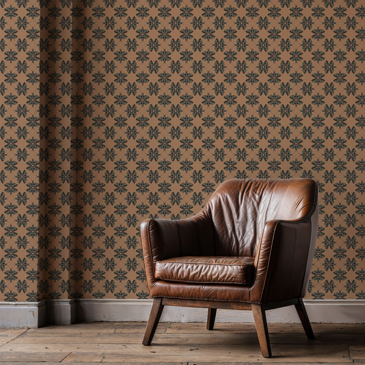 Moth Matrix | Moody Dark Academia Geometrical Moth Wallpaper Wallpaper Sckribbles