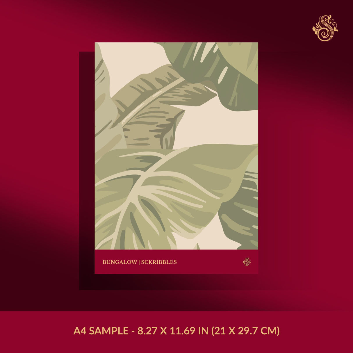 Light green banana leaves wallpaper sample.