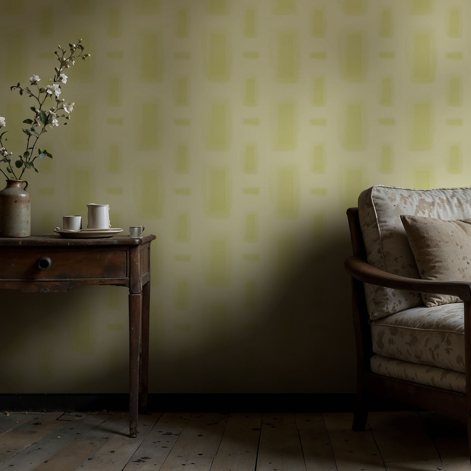 Geo Drift | Contemporary Abstract Geometrical Brick Shapes Wallpaper Wallpaper Sckribbles