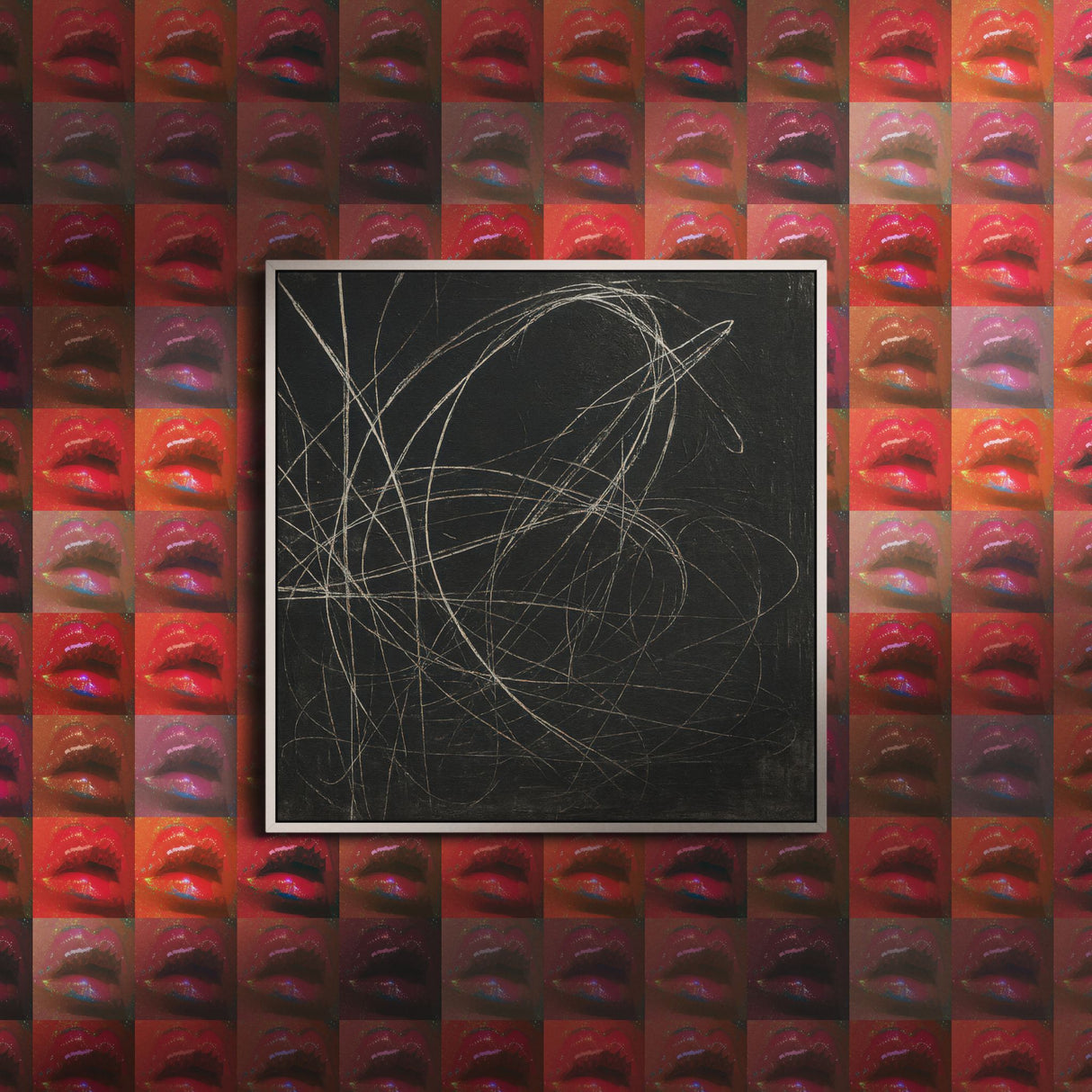 Disco Lips | Bright Maximalist Funky Retro Glitter Wallpaper Wallpaper Sckribbles